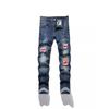 2024 Европейский и Американский Новый Эластичный Заплатка На Колене, Персонализированные Джинсовые Брюки С Краской Для Мужчин