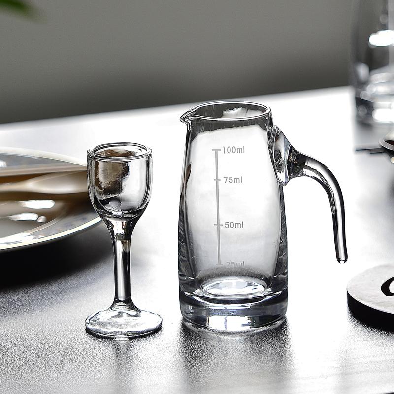Китайский набор байцзю Стеклянный кувшин 100 мл с рюмкой 12 мл с измерительной шкалой Прозрачный диспенсер для вина для домашнего бара