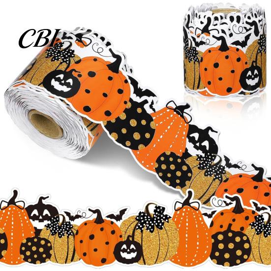 Indoor Home Decorations Halloween Stickers with Pumpkin And Bat Prints, Durable Coated Seasonal Atmosphere Enhancers Paper Decals, Stylish Frame