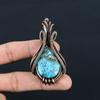 Ravishing Tibetan Turquoise Gemstone Handmade Copper Wire Wrap Jewelry Pendant For Women