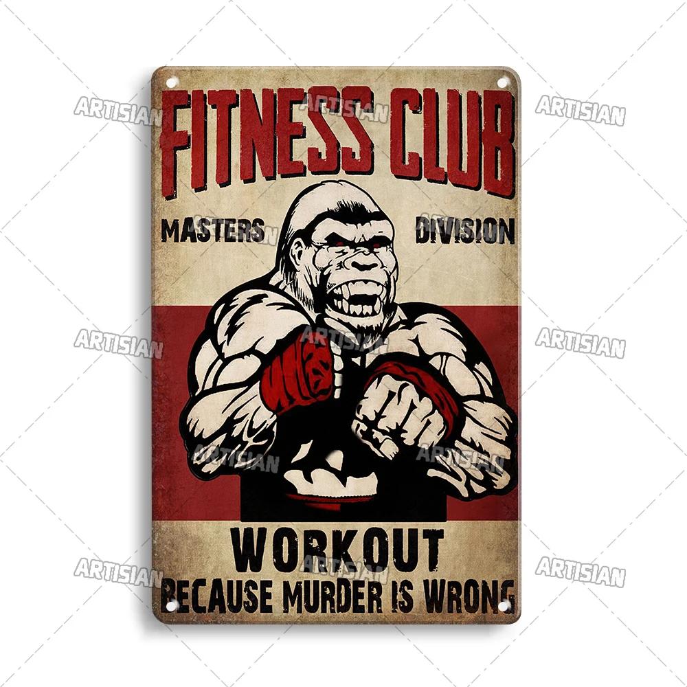 ARTISIAN Потертая Металлическая Жестяная Табличка Gym Club Винтажная Декоративная Тарелка Ржавый Спорт Металлический Постер Мужская Пещера Клуб Студия Настенный Декор