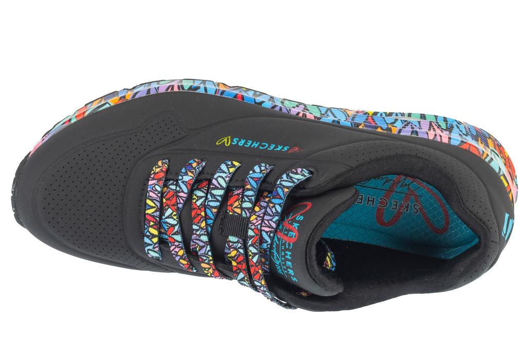 Skechers Uno - Ravaged Love, Womens Black Sneakers