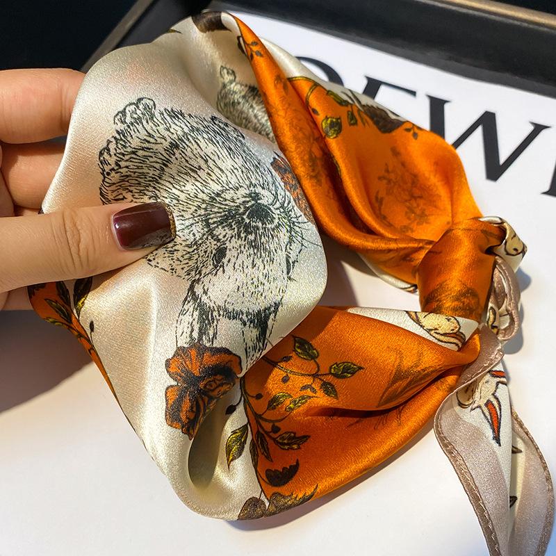 100% Natural Real Silk Scarf Women Mulberry Luxury Square Fashion Print Hair Neckerchief Schal Shawl Wraps Hijab Bandana Scarves