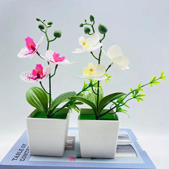 Искусственный бонсай Реалистичные три цветка Неувядающие Неувядающие Декоративные DIY Поддельные Орхидеи Фаленопсис