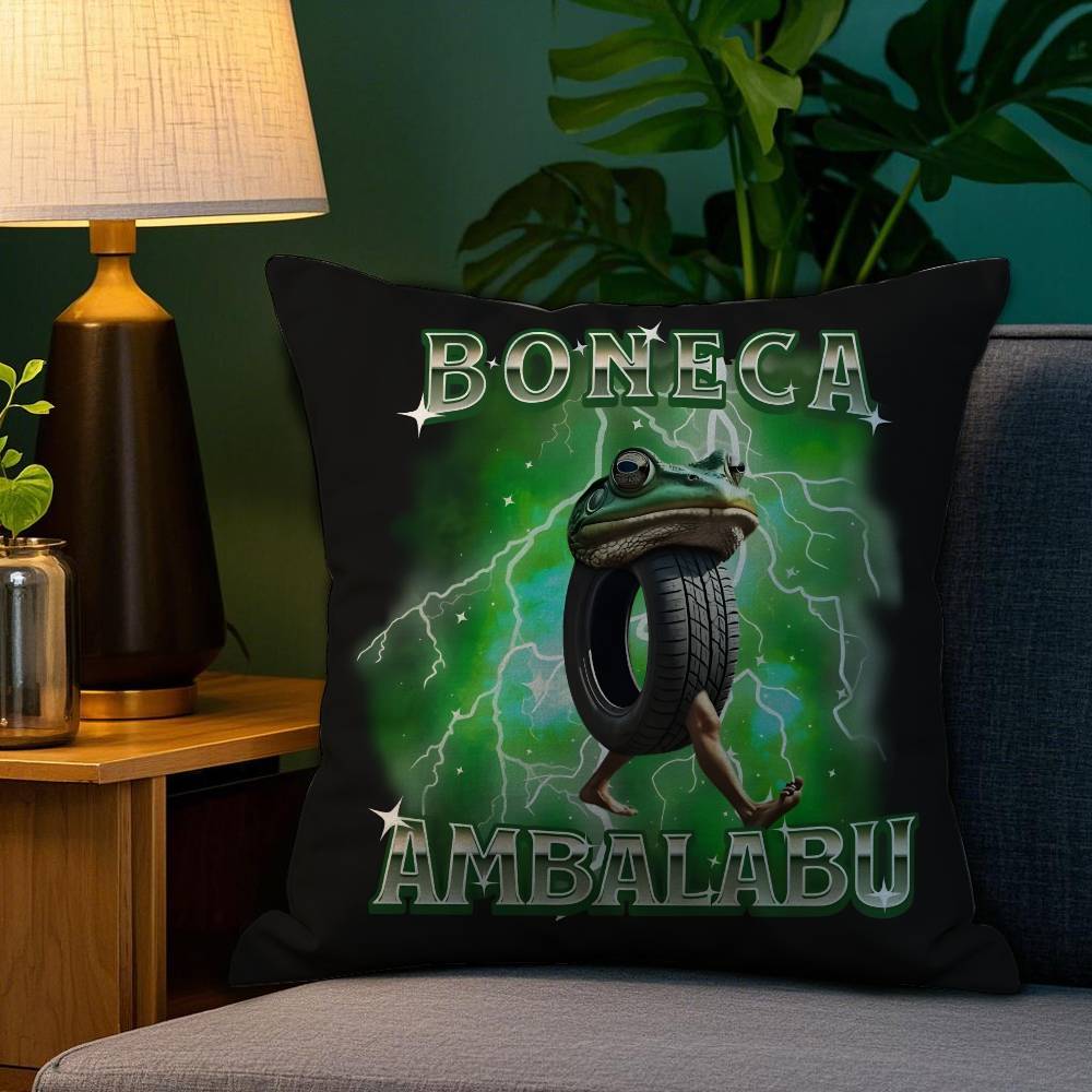 Italian Brain Rot Meme Tralalero Tralala Pillow Case Happy Atmosphere Short Plush Double-sided Printing Home Cushion Cover