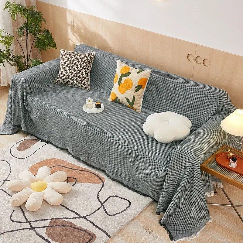 Покрывало для дивана Nordic Double Mat Ins Minimalist Anti Slip Solid Color Sofa Towel Двустороннее всесезонное покрывало для дивана