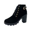 Fashion Pu Leather Ankle Boots Women 2024 Autumn Wedge High Heels Woman Comfort Women Shoes Buckle Lace Up Casual Short Boats