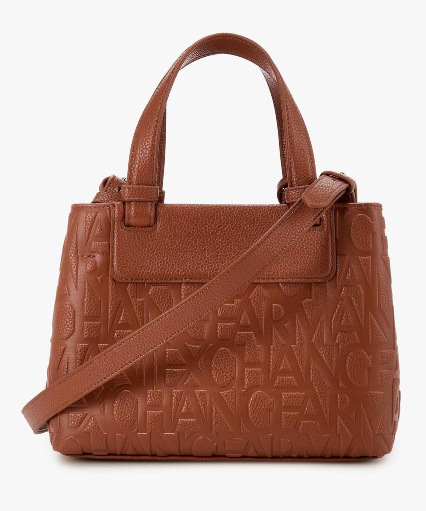 Женская сумка-шоппер Armani Exchange с тиснением логотипа, маленькая, _Коричневая_A425370512