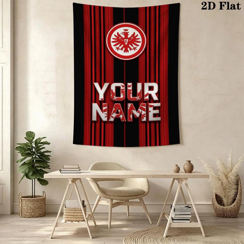 Name Custom Eintracht Frankfurt logo Wall Tapestry Aesthetic Wall Hanging Printed Fabric Blanket Decorative Tapestries for Bedroom Living Room Home De