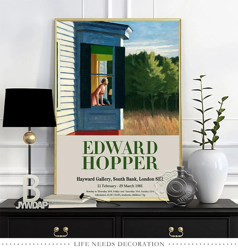 Плакат выставки Эдварда Хоппера, Художественные репродукции «Утреннее солнце», Настенная картина «Ночные ястребы», Настенное искусство с пейзажем из современной американской жизни без рамки