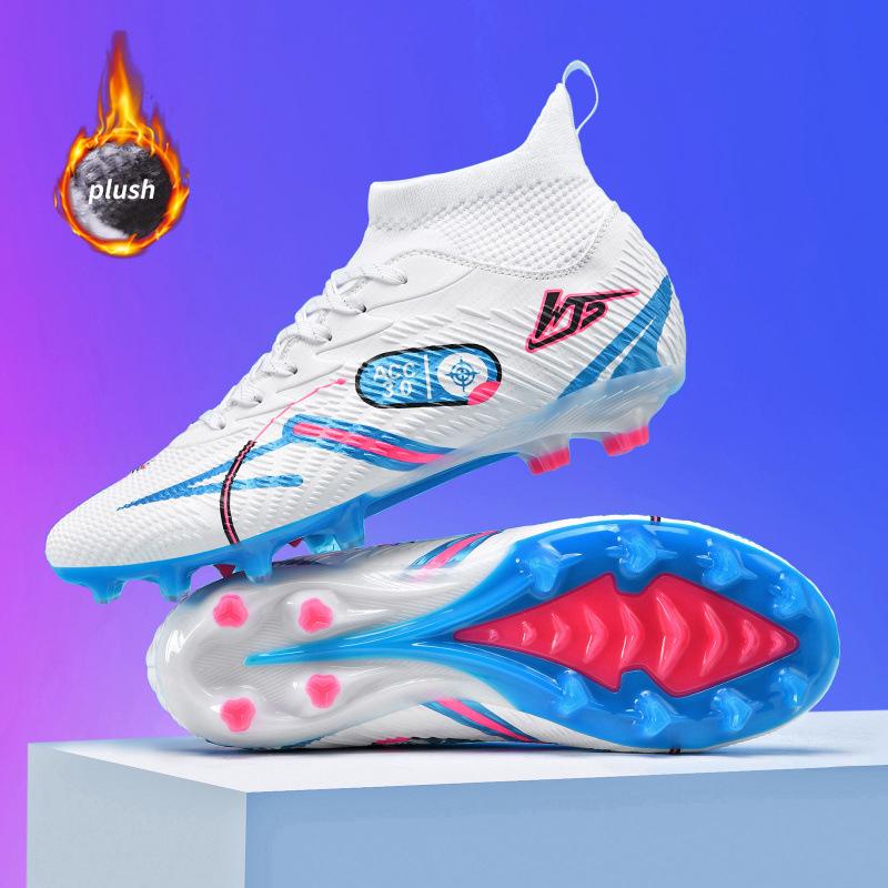 cotton new high-top velvet football shoes broken nails lawn nails leather feet men's and women's training shoes