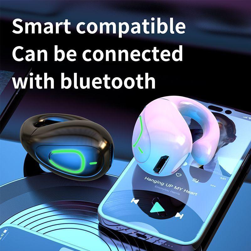 Ear Clip Headphone Wireless Bluetooth 5.3 Headset Waterproof Sports Earphone HiFi Stereo Earbud with Microphone