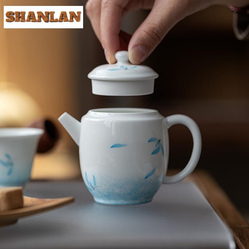 140ml Hand-painted Butterfly Orchid Teapot Retro Tea Infuser Pot Tea Soaking Kettle With Ball Hole Drinkware Supplies Decoration