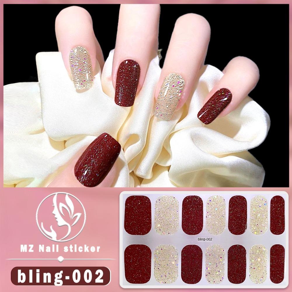 Waterproof Nail Art Sticker Glittering Gel Full Nail Wraps Fashion Gel Nail Stickers Set Nail