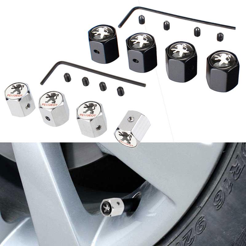 Anti-theft Car Wheel Tire Stem Valve Caps for Peugeot 407 206 107 307 308 406 408 208 301 3008 2008 208XS 208GTi Exterior