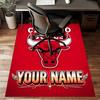 Chicago Bulls Design Area Rug Personalized Name- Non-Slip, Soft & Cozy Floor Mat for Living Room, Office - Indoor/Outdoor Carpet