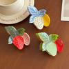 Cute Fruit Acetate Claw Clip Delicate Ponytail Shark Clip Strawberry Acetate Hair Clip  Daily