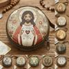 Сумка для хранения Розария с молитвой Деве Марии, круглая, на молнии, религиозная шкатулка для украшений, мультяшная, элегантная, молитвенный набор, религиозные предметы