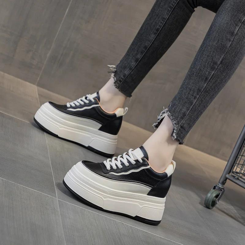 Весенние туфли на танкетке, маленькие белые туфли, женские туфли на толстой подошве «маффин», увеличивающие рост, повседневные маленькие мужские туфли, одинарные туфли, зимние ботинки