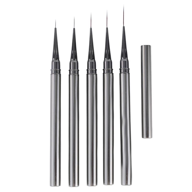 Набор ультратонких ручек-лайнеров и кистей для нейл-арта цвета оружейной стали для точной прорисовки линий и рисования цветов