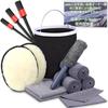 LuxDee Car Wash Kit for Small Cars and Motorcycles 3 Microfiber Wiping 3 Pig Bristle Car Wash 2 Shearling 2 Wax 1 Window Cleaning 1 1 Wheel and