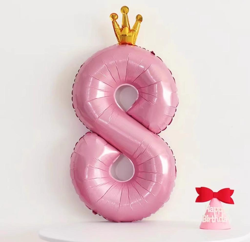 42 Inch Baby Pink And Blue Crown Digital Balloon Children'S Treasure First Birthday Party Scene Decoration Indoor And Outdoor Decoration