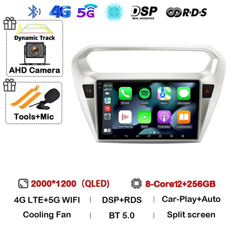 Android 14 Carplay Car Radio For Peugeot 301 Citroen Elysee 2013 2014 2015 2016 2017 2018 Multimedia Video Player GPS Stereo DSP