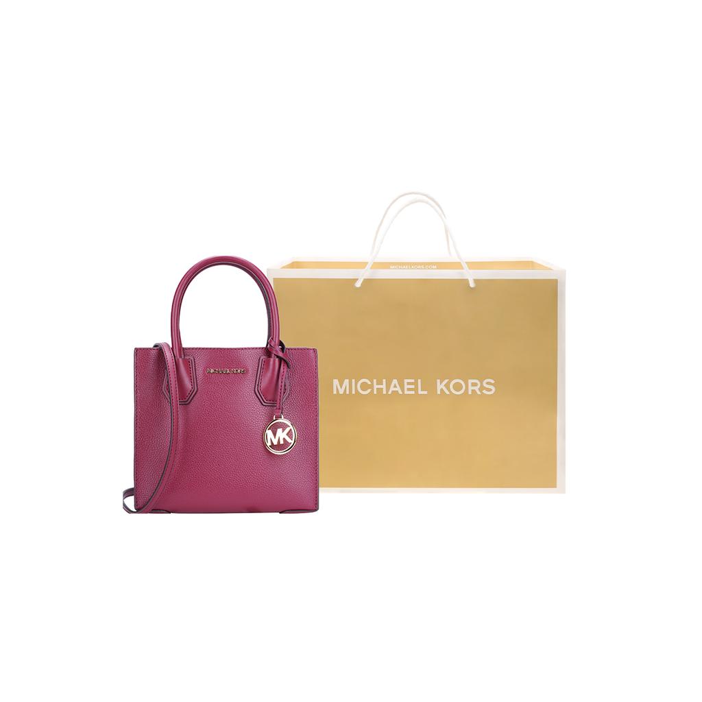 Michael Kors MK Mercer 22 Central Zipper Compartment Pebbled Leather Tote Bag Women handbags Deep-Rose 35S1GM9M2L-691