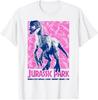 Jurassic Park Raptor Pink Leave Background T-Shirt