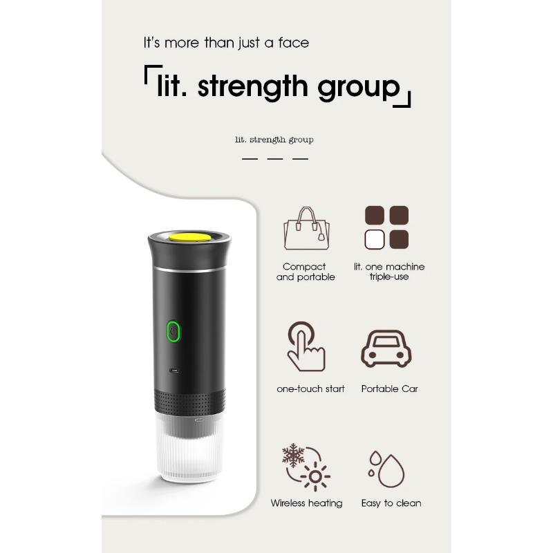Wireless Electric Portable Espresso Coffee Machine for Car & Home Camping Coffee Maker 3-in-1 Capsule Powder Travel Coffee Maker