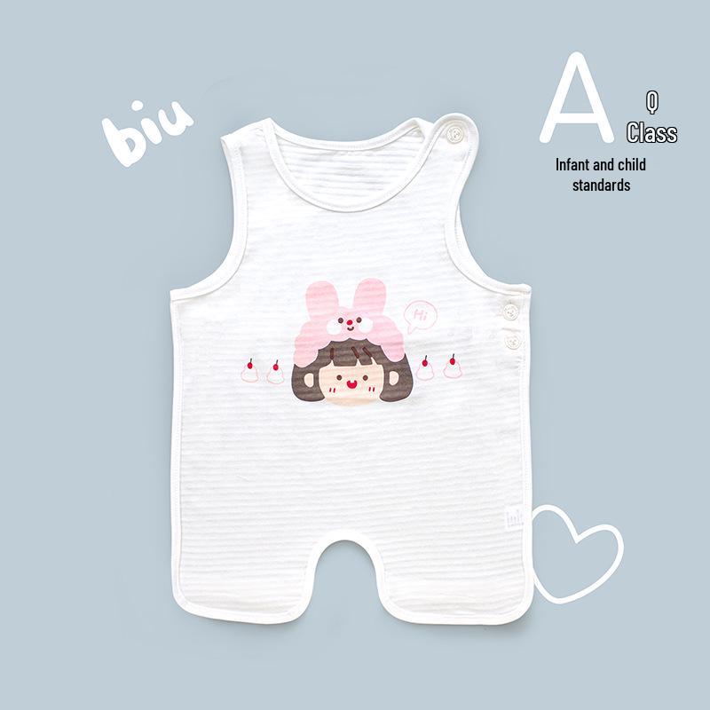 Милый летний хлопковый полукомбинезон Tao Baby и тонкие леггинсы с защитой животика для новорожденных