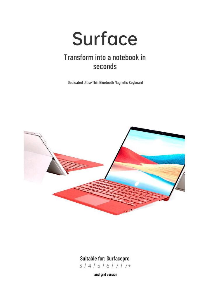 Bluetooth-клавиатура Microsoft Surface Pro7/6/5/4/3 - Семицветная подсветка, сенсорная