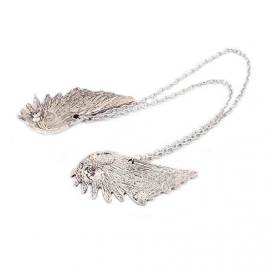 Retro Collar Clip Punk Chain Tassel Blouse Shirt Angel Wing Tips Pin Brooch MIT