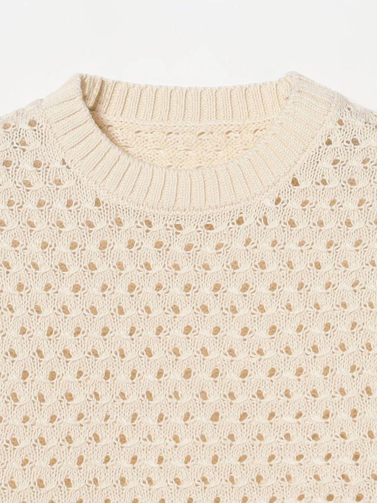 Beams Men's Mesh Knit Vest, Natural, Size L, 11050252803