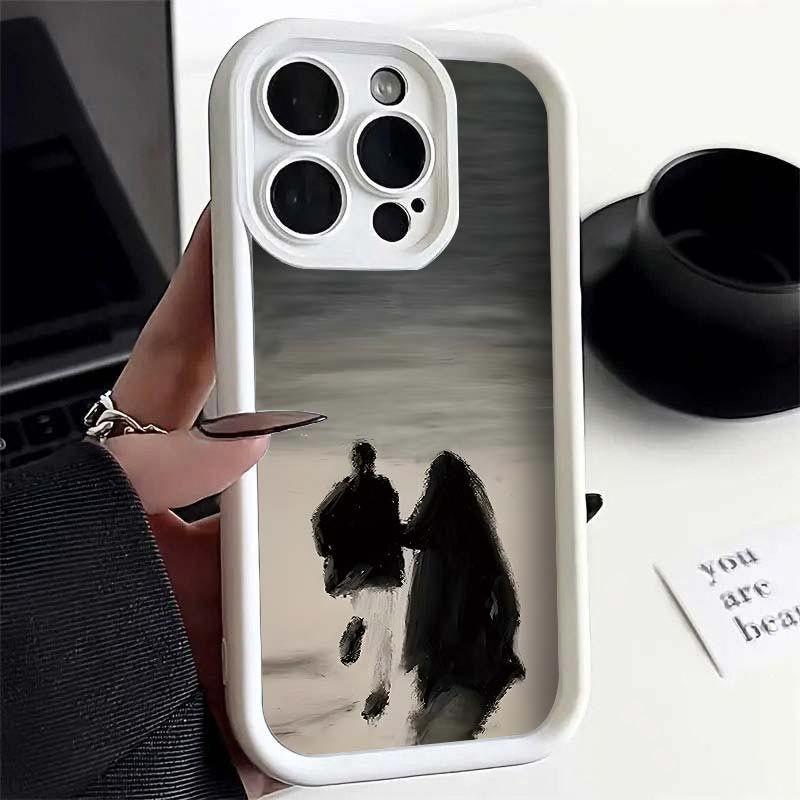 Силиконовый чехол для телефона с масляной краской для пары для iPhone 13 12 11 14 15 Pro Max XS X XR, чехол для iPhone 7 8 Plus SE, мягкий чехол