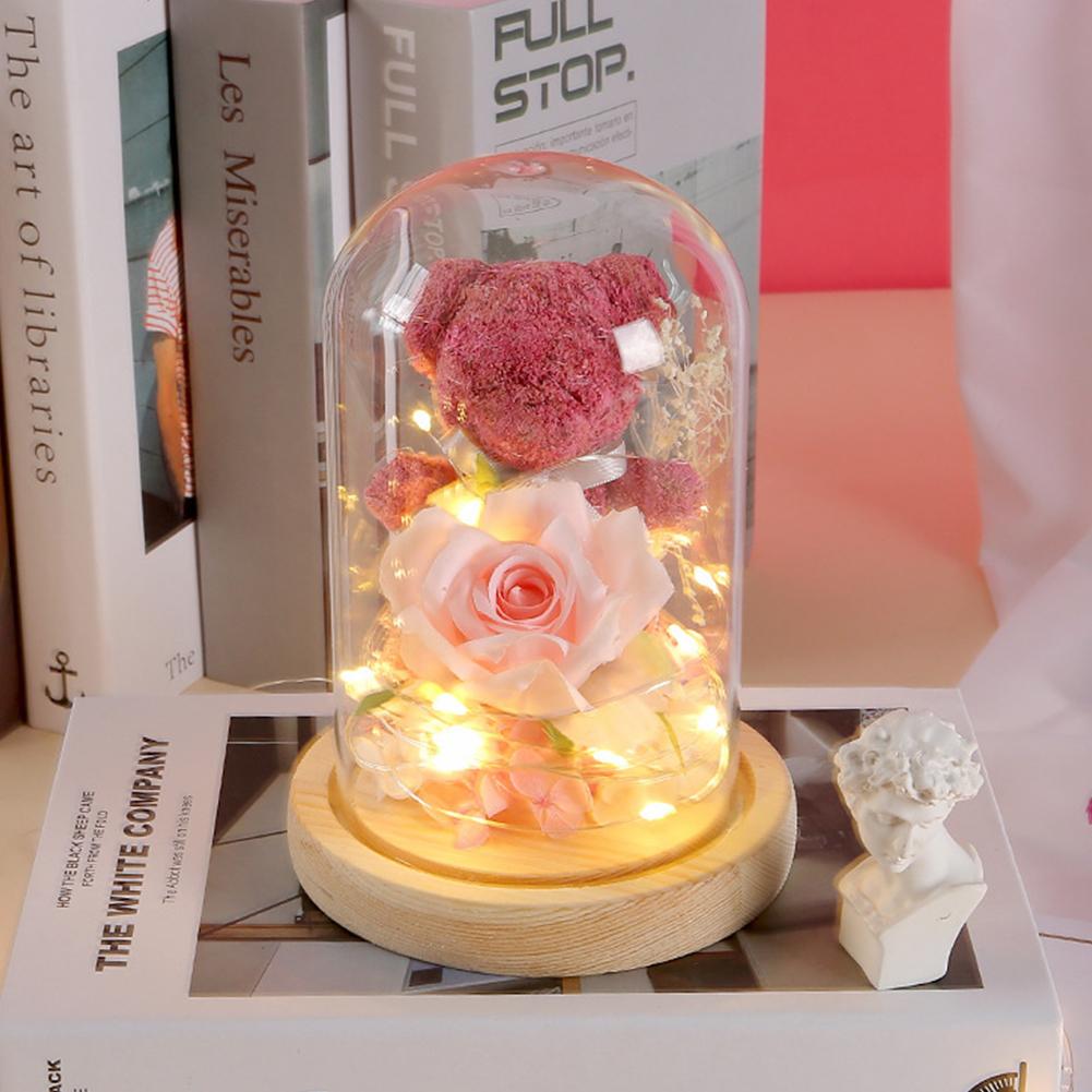 Искусственные цветы Мишка из роз Подарок на годовщину для девушки Рождество День святого Валентина Подарок на день рождения для свадебной вечеринки для любимой