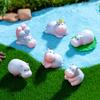 Miniature Hippopotamus Figurine Mini Cartoon Hippo Ornament DIY Microlandscape Fairy Garden Animal Resin Statue Decoration Ornament