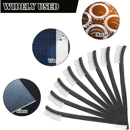 10PCS Double Ended Nylon Cleaning Brushes, Small Brush for Detail Cleaner Double-Ended Detail Clean Brush Set Crevice Cleaning Tool -Black &
