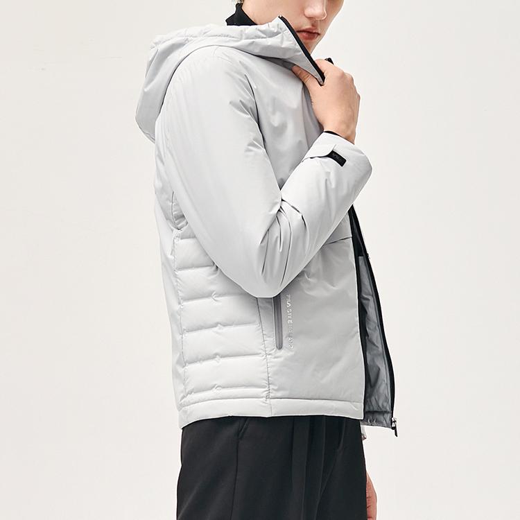 Fila Однотонная спортивная куртка с капюшоном, легкий пуховик, мужская верхняя одежда, горно-каменный серый F11M147918FGY