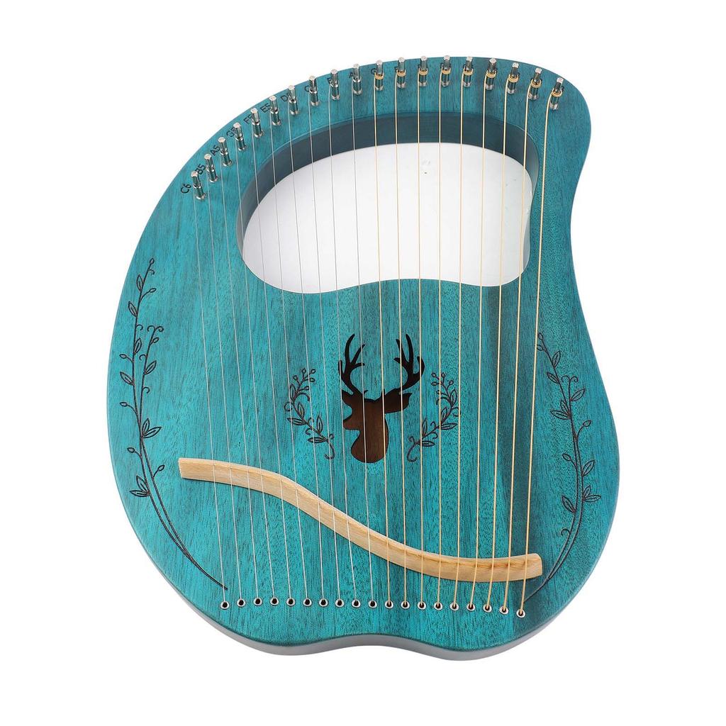 19-струнная лира-арфа Портативная деревянная резонаторная коробка Струнный инструмент с ключом для настройки и медиаторами для начинающих