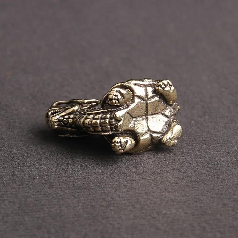 Retro Brass Dragon Tortoise Lucky Mythical Beast Chinese Style Home Decoration Desktop Ornaments Creative Keychain Pendant