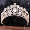 DIEZI New Baroque Korean Gold Color Crown Hair Accessories Luxury Crystal Tiara For Women Wedding Headdress Bridal Hair Zircon