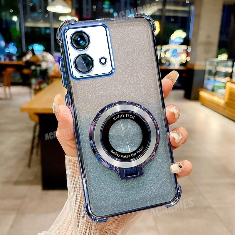 Motog84 Роскошный чехол-держатель с градацией покрытия для Motorola Moto G84 G54 5g G52 G82 G30 G20 G10 Противоударный силиконовый чехол-подставка