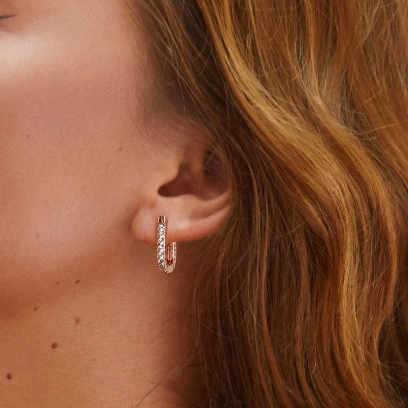 BAMOER 925 Sterling Silver Classic U-shaped Ear Buckles Earrings for Female Shining Zircon Earrings Fine Jewelry Gift