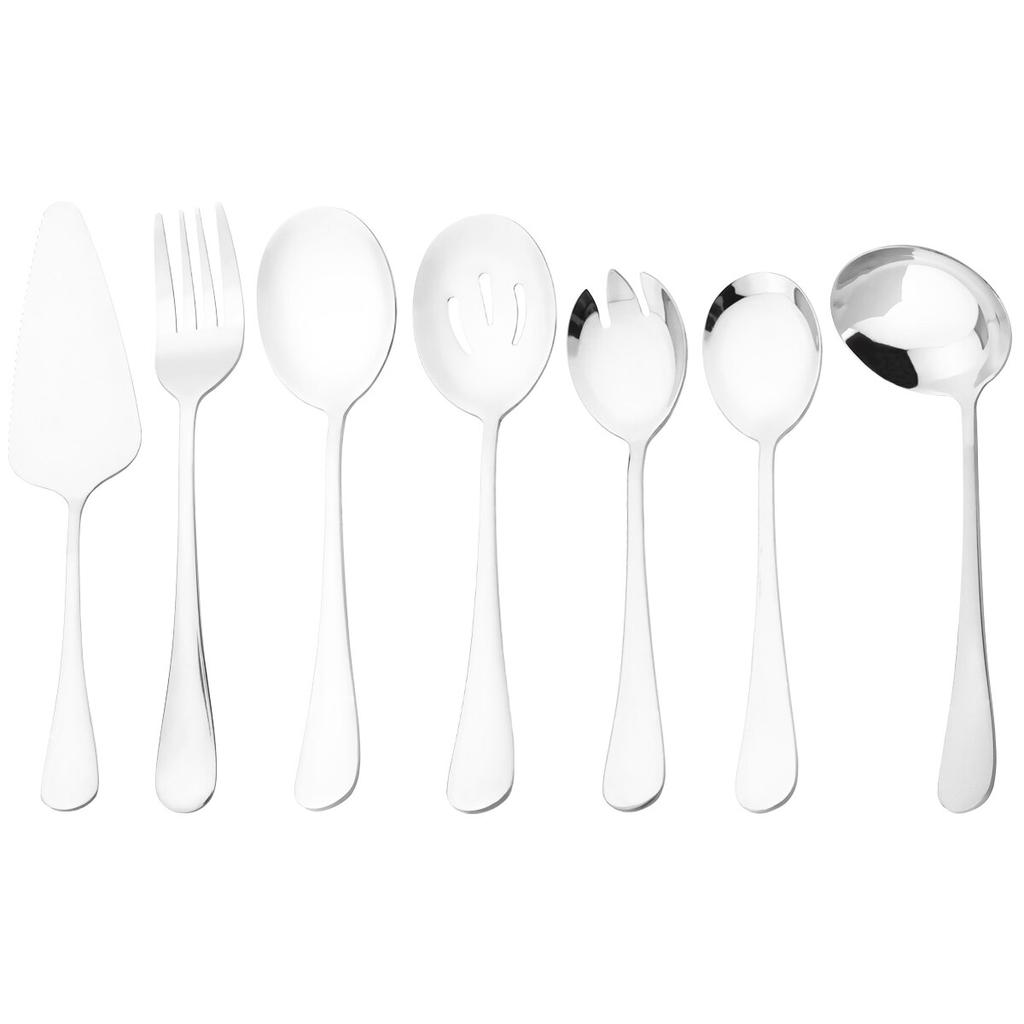 7 шт. золотой набор посуды, посуда из нержавеющей стали, лопаточка для торта, ложка для супа, дуршлаг, ложка, вилка для салата, ложка, набор столовых приборов