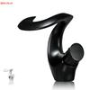 BAKALA Luxury Black/White Bathroom Basin Faucet Bathroom Faucet Brass Creative Sink Mixer Tap Hot&Cold Waterfall Basin Faucet