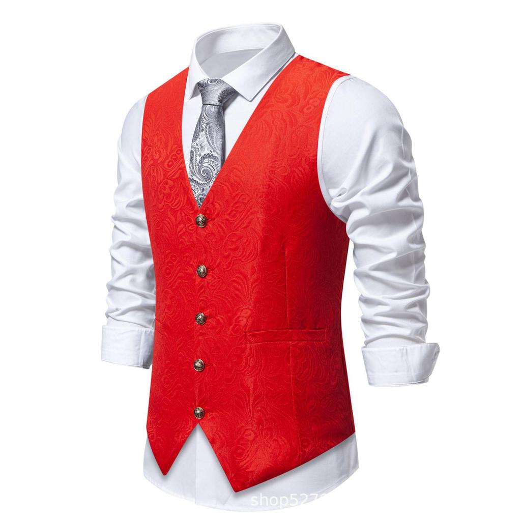 European Men's Halloween Jacquard Suit Vest for Stage Performance
