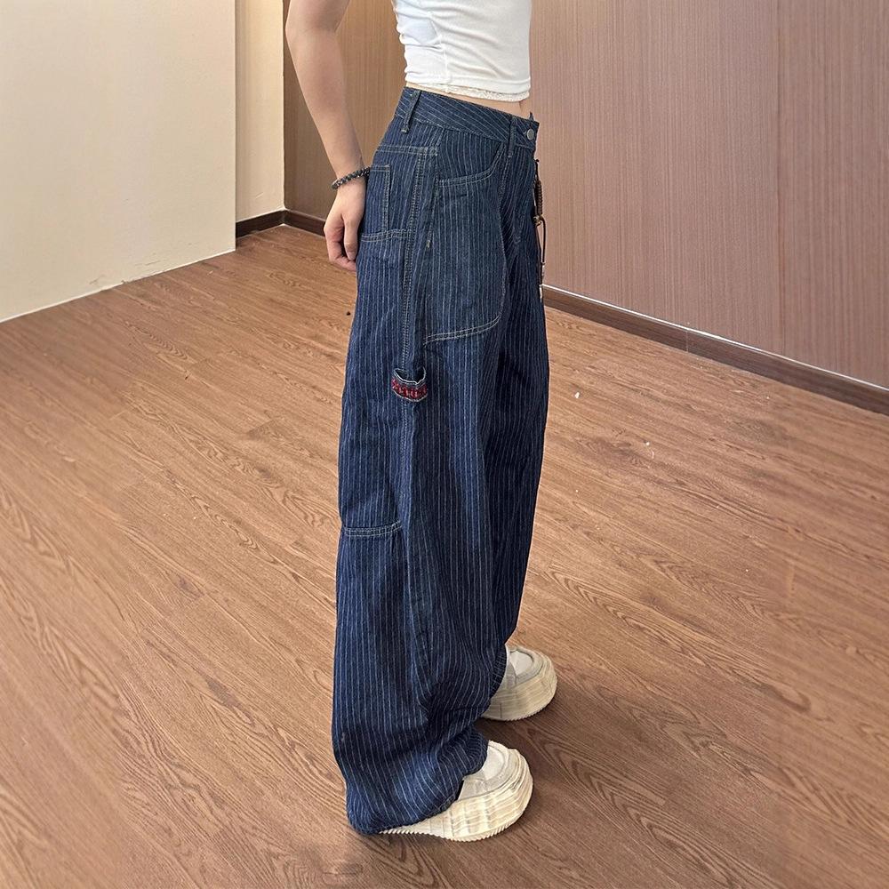 Женские джинсы-карго JYL Американский пэчворк Многокарманные Нишевые Bootcut Широкие Джинсовые