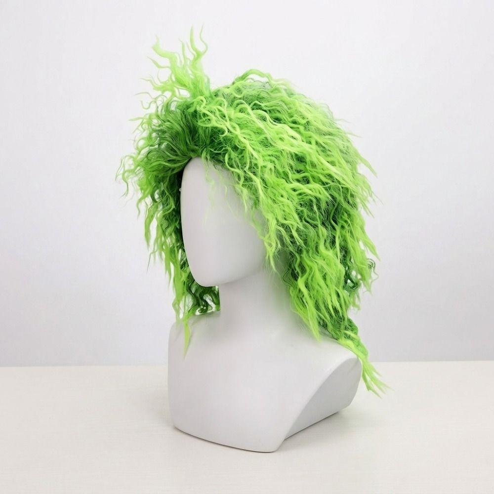 Tangerine/Green Halloween Costume Wig Voluminous Instant Noodle Style Hairpiece Masquerade Ball