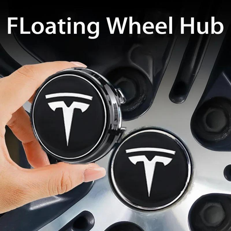 4PC/Set 57mm floating wheel hub cover suitable for Tesla Model 3/S/X, magnetic levitation center cover wheel hub logo